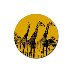 Giraffe  Rubber Round Coaster (4 Pack)  by Valentinaart