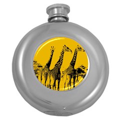 Giraffe  Round Hip Flask (5 Oz) by Valentinaart