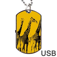 Giraffe  Dog Tag Usb Flash (one Side) by Valentinaart