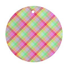 Pastel Rainbow Tablecloth Diagonal Check Ornament (round) by PodArtist