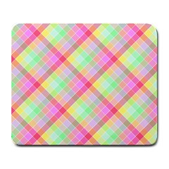 Pastel Rainbow Tablecloth Diagonal Check Large Mousepads by PodArtist