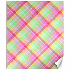 Pastel Rainbow Tablecloth Diagonal Check Canvas 8  X 10  by PodArtist