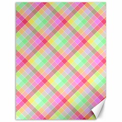 Pastel Rainbow Tablecloth Diagonal Check Canvas 12  X 16  by PodArtist