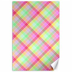 Pastel Rainbow Tablecloth Diagonal Check Canvas 20  X 30  by PodArtist