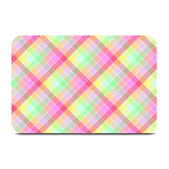 Pastel Rainbow Tablecloth Diagonal Check Plate Mats by PodArtist