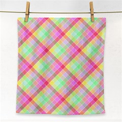 Pastel Rainbow Tablecloth Diagonal Check Face Towel by PodArtist