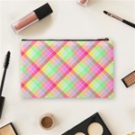 Pastel Rainbow Tablecloth Diagonal Check Cosmetic Bag (Medium) Back