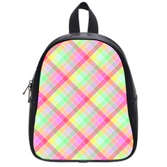 Pastel Rainbow Tablecloth Diagonal Check School Bag (small) by PodArtist