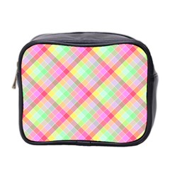 Pastel Rainbow Tablecloth Diagonal Check Mini Toiletries Bag (two Sides) by PodArtist