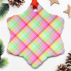 Pastel Rainbow Tablecloth Diagonal Check Ornament (snowflake) by PodArtist