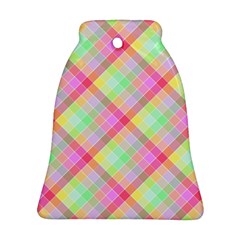 Pastel Rainbow Tablecloth Diagonal Check Ornament (bell) by PodArtist