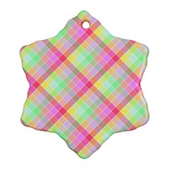 Pastel Rainbow Tablecloth Diagonal Check Snowflake Ornament (two Sides) by PodArtist