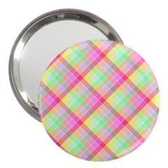 Pastel Rainbow Tablecloth Diagonal Check 3  Handbag Mirrors by PodArtist