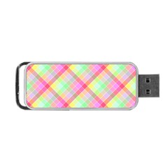 Pastel Rainbow Tablecloth Diagonal Check Portable Usb Flash (two Sides) by PodArtist