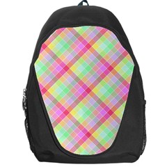 Pastel Rainbow Tablecloth Diagonal Check Backpack Bag by PodArtist