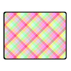 Pastel Rainbow Tablecloth Diagonal Check Double Sided Fleece Blanket (small)  by PodArtist