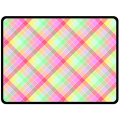 Pastel Rainbow Tablecloth Diagonal Check Double Sided Fleece Blanket (large)  by PodArtist