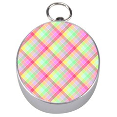 Pastel Rainbow Tablecloth Diagonal Check Silver Compasses by PodArtist