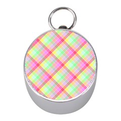 Pastel Rainbow Tablecloth Diagonal Check Mini Silver Compasses by PodArtist