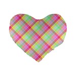 Pastel Rainbow Tablecloth Diagonal Check Standard 16  Premium Flano Heart Shape Cushions Front