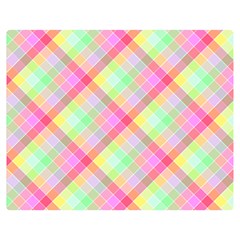 Pastel Rainbow Tablecloth Diagonal Check Double Sided Flano Blanket (medium)  by PodArtist