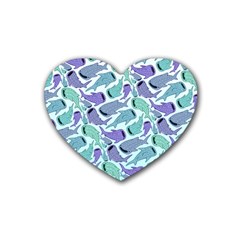 Whale Sharks Rubber Coaster (heart)  by mbendigo