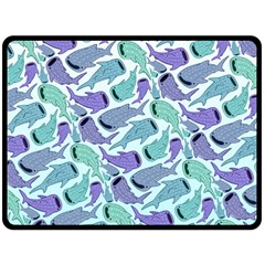 Whale Sharks Fleece Blanket (large)  by mbendigo