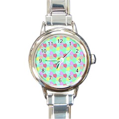 Pastel Rainbow Monstera Round Italian Charm Watch by PodArtist