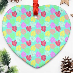 Pastel Rainbow Monstera Ornament (heart) by PodArtist