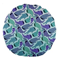 Whale Sharks Large 18  Premium Round Cushions by mbendigo