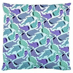 Whale Sharks Large Flano Cushion Case (one Side) by mbendigo