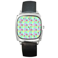 Pastel Rainbow Monstera Square Metal Watch by PodArtist