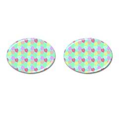 Pastel Rainbow Monstera Cufflinks (oval) by PodArtist