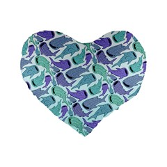 Whale Sharks Standard 16  Premium Flano Heart Shape Cushions by mbendigo