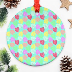 Pastel Rainbow Monstera Round Ornament (two Sides) by PodArtist