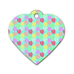 Pastel Rainbow Monstera Dog Tag Heart (one Side) by PodArtist