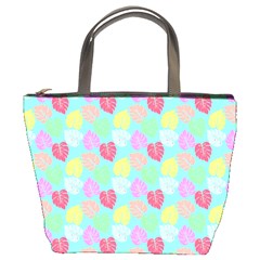 Pastel Rainbow Monstera Bucket Bag by PodArtist