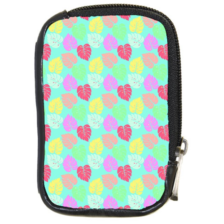 Pastel Rainbow Monstera Compact Camera Leather Case