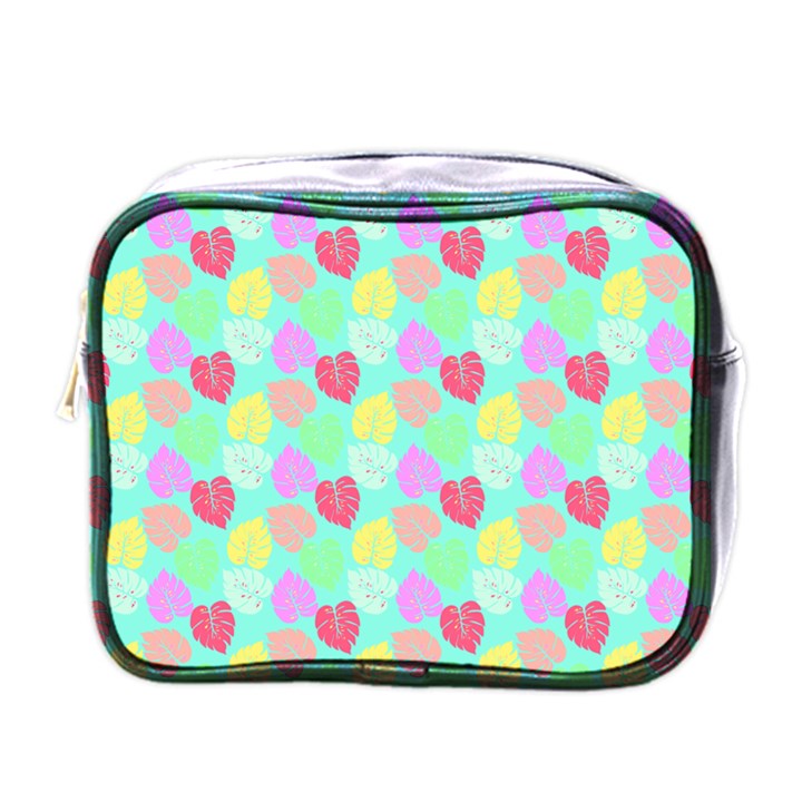 Pastel Rainbow Monstera Mini Toiletries Bag (One Side)