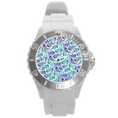 Whale Sharks Round Plastic Sport Watch (l) by mbendigo