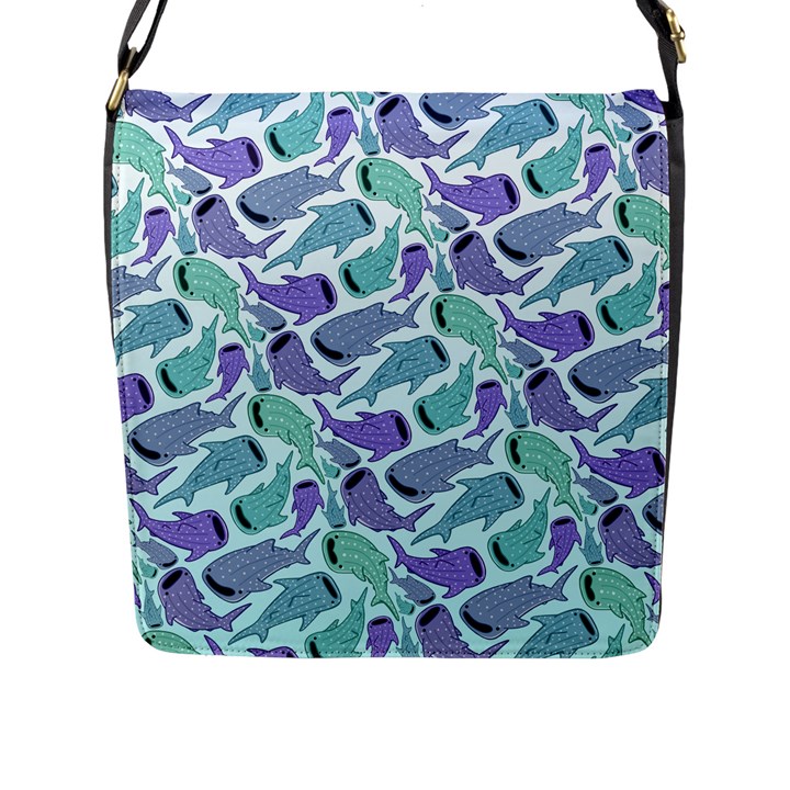 Whale Sharks Flap Closure Messenger Bag (L)