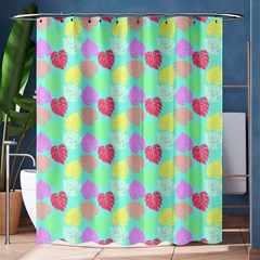 Pastel Rainbow Monstera Shower Curtain 60  X 72  (medium)  by PodArtist