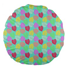 Pastel Rainbow Monstera Large 18  Premium Round Cushions by PodArtist