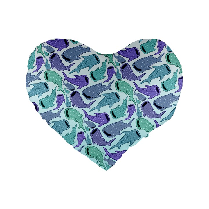 Whale Sharks Standard 16  Premium Flano Heart Shape Cushions