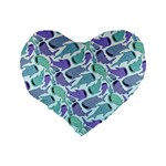 Whale Sharks Standard 16  Premium Flano Heart Shape Cushions Back