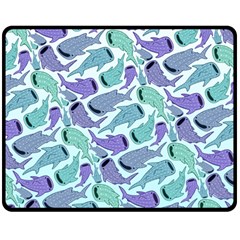 Whale Sharks Double Sided Fleece Blanket (medium)  by mbendigo