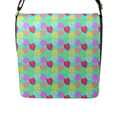 Pastel Rainbow Monstera Flap Closure Messenger Bag (l) by PodArtist