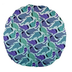 Whale Sharks Large 18  Premium Flano Round Cushions by mbendigo