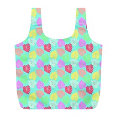 Pastel Rainbow Monstera Full Print Recycle Bag (l) by PodArtist