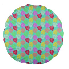 Pastel Rainbow Monstera Large 18  Premium Flano Round Cushions by PodArtist